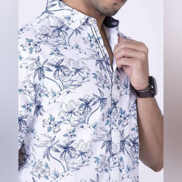 🔹️NWT Across The Pond Mint Tropical Button Short Sleeve Shirt Men's Large - Picture 14 of 14